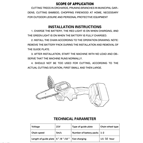 Bateria de lítio 21V (duas) Serra de poda elétrica portátil Recarregável pequenas serras elétricas p