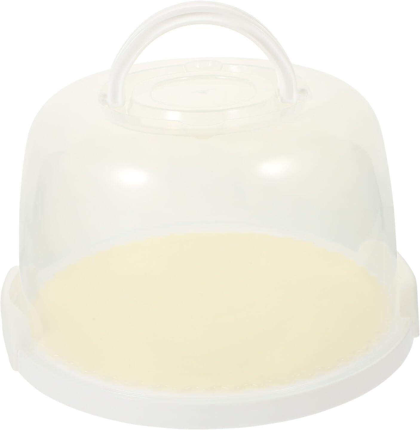 Reusable 8-inch Portable Cake Carrier with Lid White Plastic Cake Container with Raised Sides and Silicone Gasket Suitable for Storage and Transport at Parties and Events