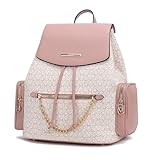 MKF Collection Mochila feminina, bolsa feminina de couro vegano, alça superior, mochila para livros da Mia k, Issah Peach