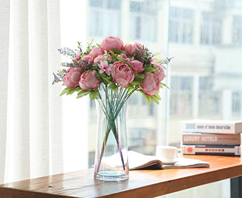 1 Pack Artificial Peony Bouquet Vintage Silk Big Peonies Flowers With Buds For Wedding Home Office Hotel Decoration, Table Centerpieces, Diy Floral Arrangements, Spring Rose Pink #TOP1