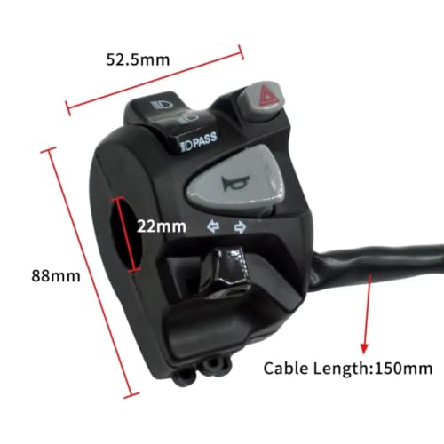 Commande clignotant moto 22mm pour guidon avec bouton de phare et klaxon