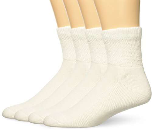 Top Flite Men's Diabetic Non-binding Quarter Socks 2 Pack Sockshosiery, white, Large