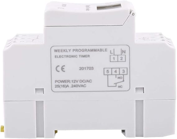 Digital Time Switch, Electronic Weekly Programmable Timer Relay Switch with LCD Display 16 On and 8 Off Relay Timer Relay Timer (AC/DC12V)