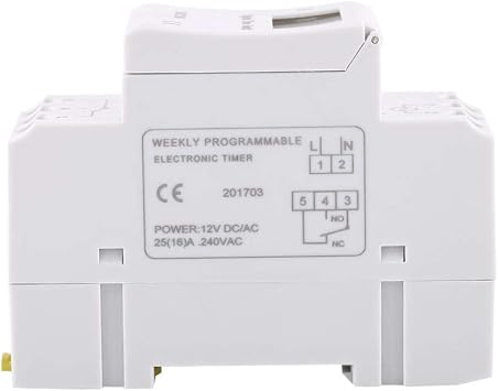 Digital Time Switch, Electronic Weekly Programmable Timer Relay Switch with LCD Display 16 On and 8 Off Relay Timer Relay Timer (AC/DC12V)