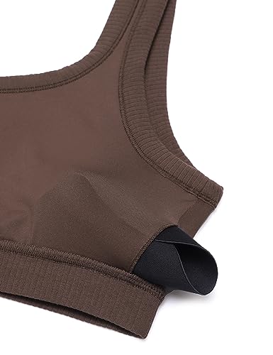 Image of CRZ YOGA Ribbed U Neck Sports Bras | Medium Support, Removable Pads, Casual, Wide Straps, for Women