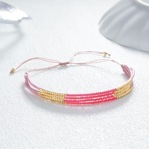 Image of KELITCH Layered Miyuki Beads Bracelets Adjustable Strand Bracelets Bangles Bohemian Style Summer
