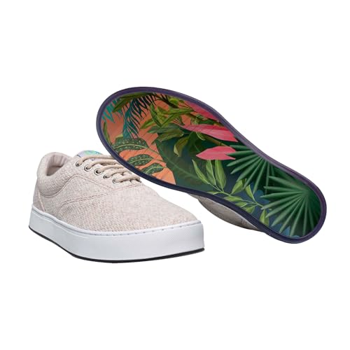 MaCae Unisex Original Knitting Lace-Up Sneaker, Recycled Linen Beige/Water Lilies, 8 US Women3