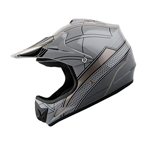 Motocross Mx Bmx Bike Youth Spider Black Helmet (Size: Large) + Goggle + Skeleton Glove (Size: Medium) #TOP3