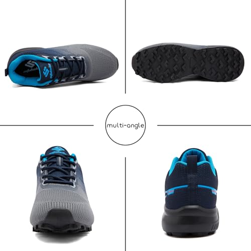 Image of Men's Trail Running Shoes Lightweight Breathable Walking Hiking Sneakers Outdoor Athletic Tennis Cross Training Shoes