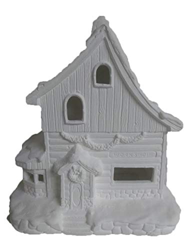 Elves Toy Workshop 8" x 7" x 5" Ceramic Bisque, Ready to Paint