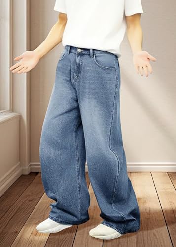 Baggy Jeans for Men Y2K Streetwear Vintage Wide Leg Denim Pants Hip Hop Skater Loose Fit Jeans3