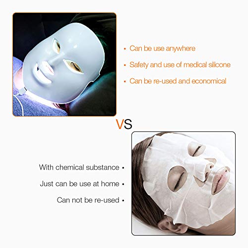 Máscara Led 7 Cores Fototerapia Facial Tratamento Rejuvenescedor, Anti Acne, Olheiras e Manchas na P