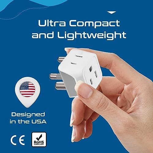 Image of Ceptics South Africa, Namibia Travel Adapter Plug with Dual Usa Input - Type M - Ultra Compact - Safe Grounded Perfect for Cell Phones, Laptops, Camera Chargers and More 3 Pack (CT-10L)