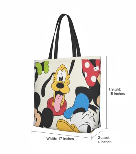 Image of Mid Goofy Cotton Canvas Tote Bag with Zipper and Inner Pocket | Eco-Friendly Reusable Bag for Shopping, Travel, Work & Everyday Use