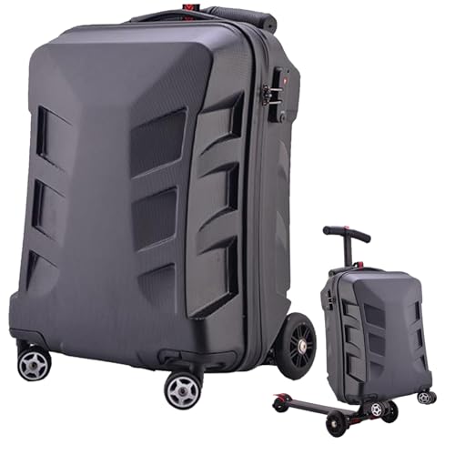 CNAFGBGG Maleta de Scooter para niños una Maleta Mute de Gran Capacidad Scooter con Mango telescópico, Viaje Plegable en Equipaje con múltiples Bolsillo para Viajar Negro..