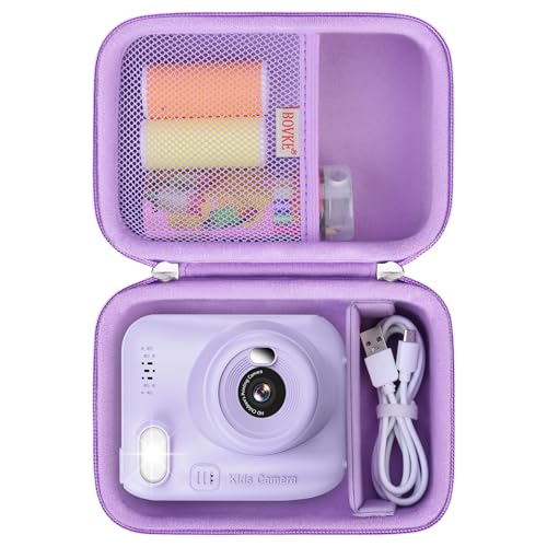 Image of BOVKE Kids Instant Print Camera Case Compatible with Dylanto /ESOXOFFORE /DUDUDRAGON /Cimizi /Gofunly /YEEHAO /SOOGOOEY, Portable Storage Bag Holder Organizer for Photo Paper & Accessories, Purple