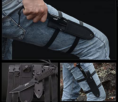 Dive Knife Scuba Diving Knife, Black Tactical Sharp Blade Knives, Divers Dive Tool With 2 Types Sheaths,Sawing Edge And 2 Pairs Leg Straps For Snorkeling,Hunting,Camping #TOP5