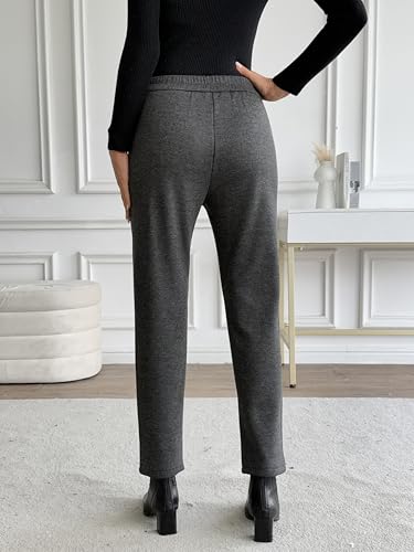 Women's Wool Blend Vintage Tweed Soft Winter Pants Fleece Lined Thermal Pull on Cropped Dress Trouser4