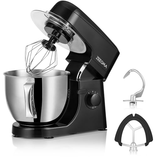 ZEEGMA Planeet MIX - Amasadora (1800 W, robot multifuncional con cuenco de 5 L, con asa y tapa, 8 velocidades, incluye panel táctil de 3 piezas) (Black)