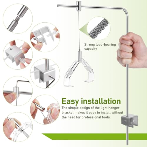 Image of Kisangel 2pcs Aquarium Light Riser, Adjustable Height Aquarium Light Holder Stand Hanging Kit, Aluminum Alloy Support Bracket for Fish Tank Lamp