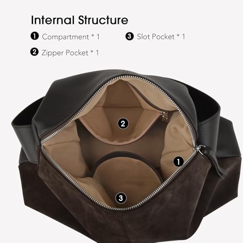 Cartera bandolera de cuero gamuzado para mujer miniatura 6