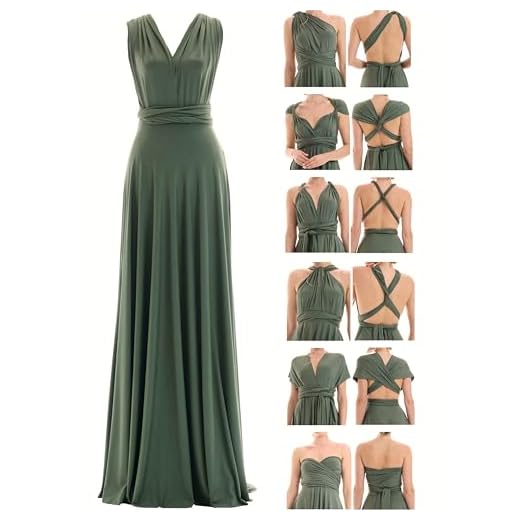 Juvell Abito da Damigella - Infinity Dress Maxi - Abiti da Sera - Top a Fascia Incluso - Vestito Donna Elegante - Boda-Bridesmaid-Baile - 1000 (40-44, Verde)