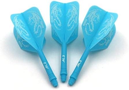 CUESOUL Integrated Dart Shaft and Flights Blue with Pattern Design