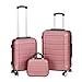 T-LOVENDO.ES Juego o Set de 3 Maletas de Viaje - 4 Ruedas Dobles giratorias - Neceser - Maleta de Cabina - Equipaje de Mano - Cerradura TSA - Ligeras - ABS - Resistentes - Ligeras - Asa telescópica