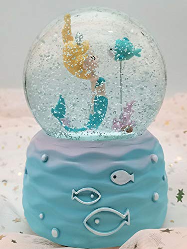 Mermaid Snow Globes,Snowglobes With Musical,Led Lights, Gifts For Girls,Birthday Christmas Festival Gift For 5-12 Year Old Girls (Blue) #TOP6