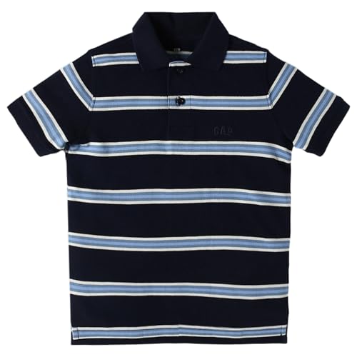GAP Kids Boys Half Sleeve Horizontal-Stripes Relaxed Fit, Navy, 9Y