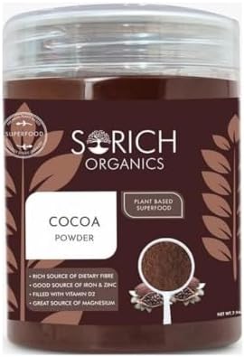 Sorich Organics All Natural Cocoa Powder 100% Pure Natural, Unsweetened 400 Gm | Best Ideal for Baking, Cooking, Desserts, and Hot Chocolate – No Additives, Preservatives, or Sugar – Vegan