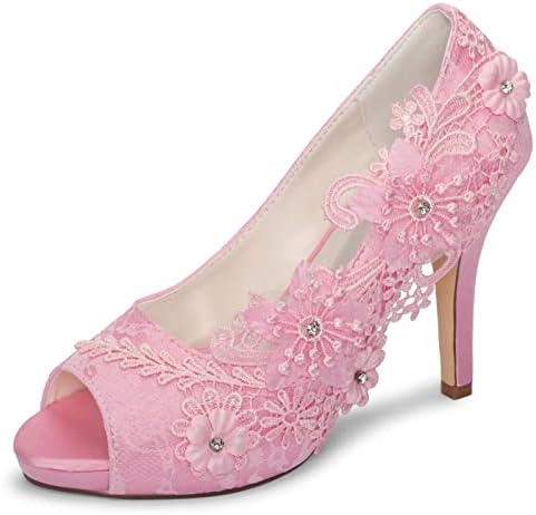 Emily Bridal Bruids Bruiloft Ivoor Schoenen Dames Kant Satijn Stiletto Hakken Pompen Sandalen 36EU