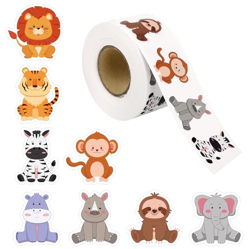Abilat 800 Pcs Animal Stickers for Kids Cute Jungle Safari Zoo Animal Stickers Roll for Teacher Classroom Reward Birthday Party Favor Gift Decoration Scrapbooking Supply