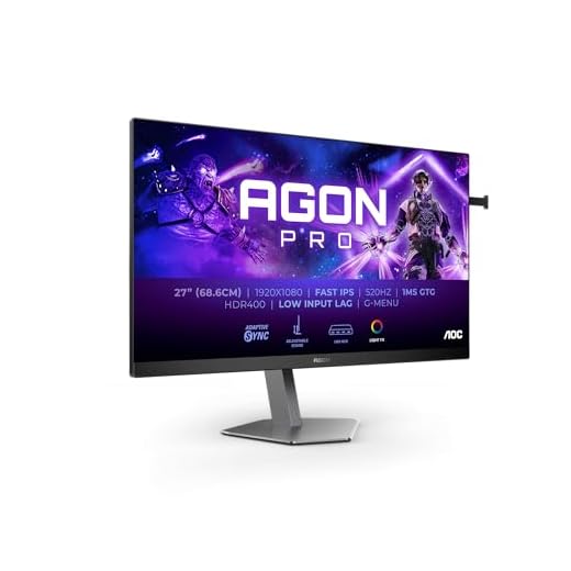 AOC Agon PRO AG276FK - 27 Zoll FHD Gaming Monitor, 520 Hz, 1 ms GtG, Adaptive Sync., G-Sync comp., HDR400 (2X HDMI, 1x DisplayPort 1.4, USB Hub) schwarz/grau