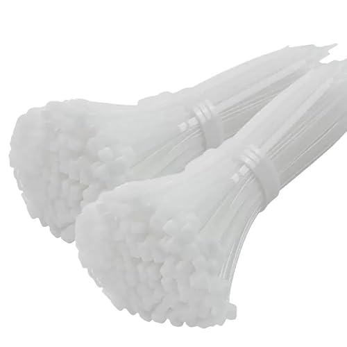 Wzddxunsf White Nylon Cable Ties Adjustable Self-Locking Cord Straps Fastening Loop Reusable Plastic Wire For Office,3X100mm(,2.5X200mm)