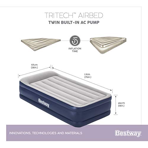 Foto von Bestway Tritech™ Luftbett, Vento, 191 x 97 x 46 cm, Single, mit integrierter Elektropumpe