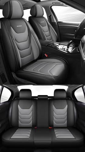 Eunncu 車 シートカバー に適し トヨタ アルファード / ヴェルファイア クラウン ライズ RAV4 対応 アクセサリー 防水 取付簡単 グレー×ブラック