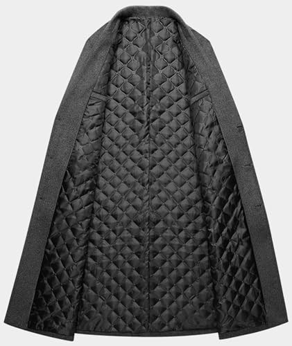 Sexyshine Men's Winter Fall Wool Blend Trench Coat Pea Coat Lapel Collar Single Breasted Lined Warm Jacket Long Overcoat2