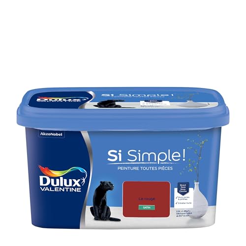 Dulux Valentine Peinture Si Simple Peinture Intérieure Toutes Pièces - Peinture Mur et Plafond, Porte et Plinthe - Couleur : Le Rouge Satin - 2,5 L