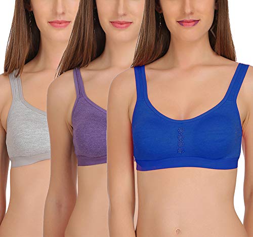 Image of FIMS - Fashion is my style Women's Lycra & Cotton Non Padded Non-Wired Sports Bra (Pack of 3)