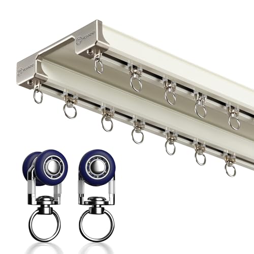 Ceiling Curtain Track – Double Rails System, Sliding Curtain Rail (White, 2M)