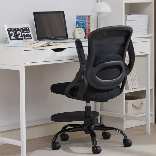 Image of Kids Desk Chair,Ergonomic Study Chair with Adjustable Height,Swivel Mesh Desk Chair with Wheels,Home Office Chair for Children in Home Bedroom Black