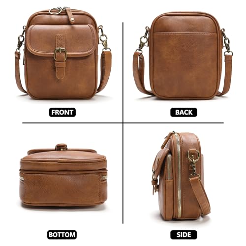 Small Crossbody Bags for Women Vegan Leather Messenger Purses, Vintage Wallet Anti Theft Shoulder Handbags with Card Slots (Retro Brown) by Pelimoo - Used condition - Image 6