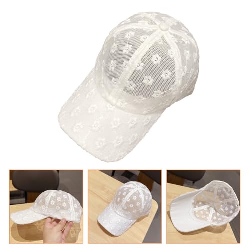 Gorra blanca de encaje con visera ajustable para verano miniatura 3