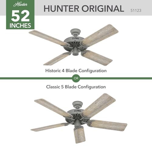 Image of Hunter Original, Outdoor or Indoor, Ceiling Fan, 52 inch, Matte Silver
