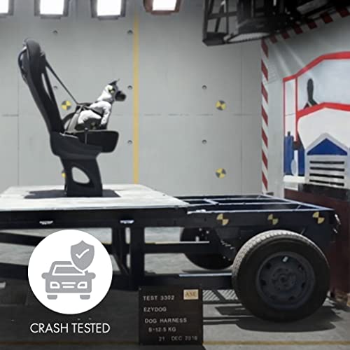 EzyDog Autogeschirr Hund – Crash-Getestet nach ECE R21 – Drive Sicherheitsgeschirr mit integrierter Gurtbefestigung fürs Auto (M, Schwarz)