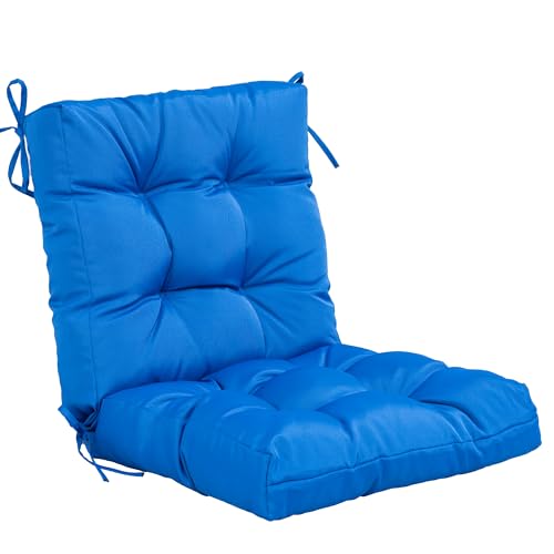 Image of QILLOWAY Outdoor Seat /Back Chair Cushion Tufted Pillow, Spring /Summer Seasonal All Weather Replacement Cushions. (Marine Blue)