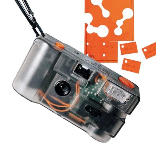 IUTD STUDIOS to Be Continued (TBC) Reusable 35mm Film Camera – Transparent Design, 28mm Wide Lens, Orange Gel Filter, Built-in Flash, Point and Shoot