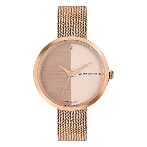 Image of Giordano Eleganza Collection Analog Wrist Watch for Women with Color Variant, Stylish Wired Metal Mesh Band| Ladies | Girls to Compliment Your Look | Ideal Gift for Female - GD-4062