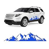 AUCELI Forest and Mountain Car Body Stickers, Car Side Body Stickers Self-Adhesive Mountain Range and Pine Tree Scenery Graphics Decals, Universal Auto Side Door Decorations for Truck SUV (Blue)